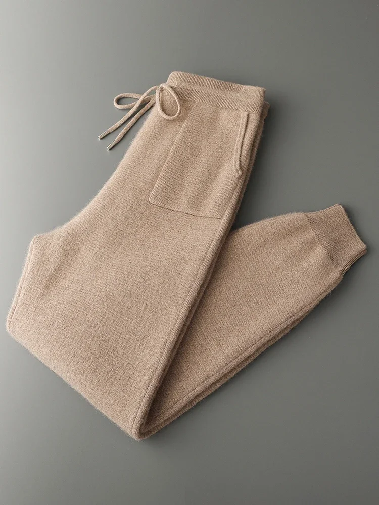 Fashion Sweatpants Sweater Autumn Winter Men's Trousers Thicked Warm 100% Cashmere Pants Casual Pants Knitwear Ankle Elasticity