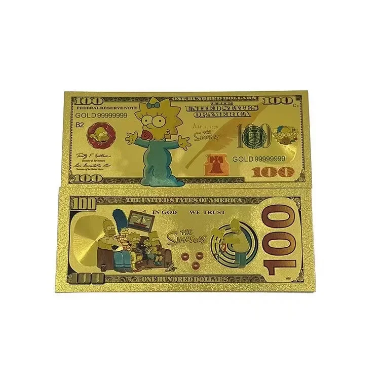 New Classic Animation Simpsons Gold Foil Commemorative Banknote Cartoon Character Series Collection Between Friends To Send Gift