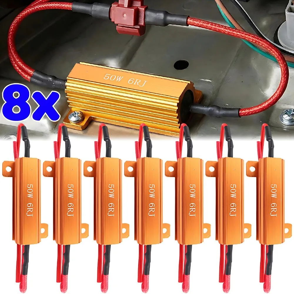 Resistor de Carga LED 50W 6ohm Decodificador Canbus Anti Hiper Flash Correção de Erro para Sinalizador de Carro Luz de Freio Kit Adaptador de Fios