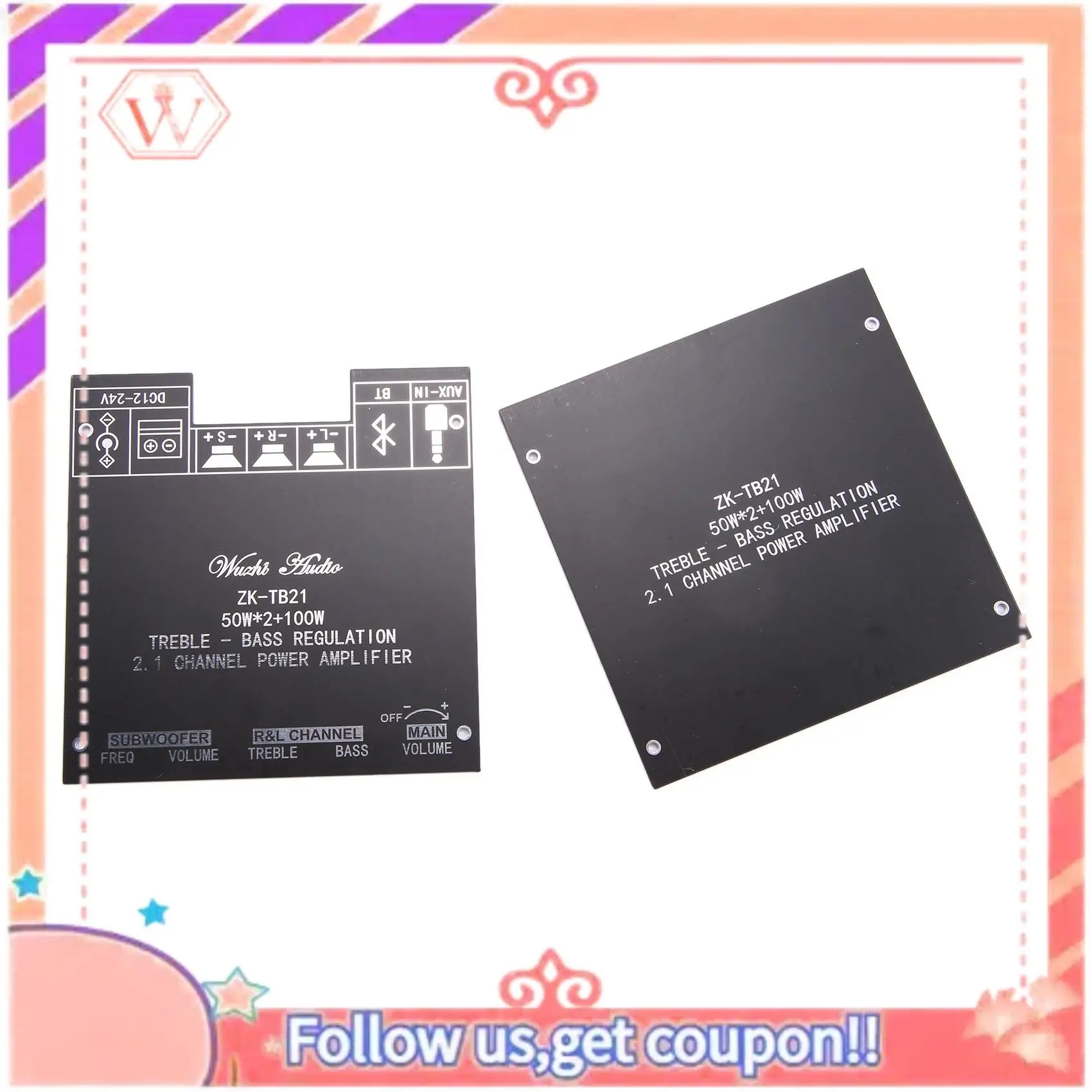 

Upgraded 2X ZK-TB21 TPA3116D2 Bluetooth 5.0 Subwoofer Amplifier Board 50WX2+100W 2.1 Channel Power Audio Stereo Amplifier Board