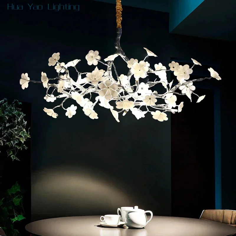

Modern Handcrafted Dining Chandelier Flower Branch Ceiling Light Decorative Lamp for Home Decor Restaurant Suspend Light Fixture