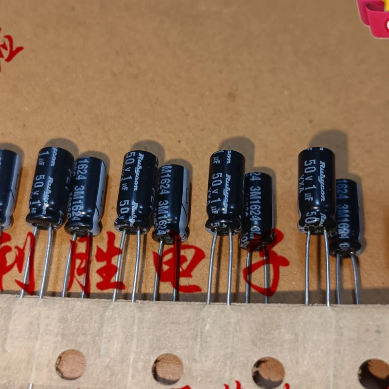 RUBYCN-condensador electrolítico rubí, 50 piezas, 1UF, 50V, 1UF