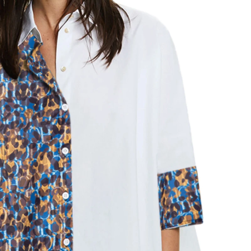 Women's Top Korean Version Fashion Irregular Splicing Design Female Shirts Vintage Loose Street Style Ladies Versatile Blouses