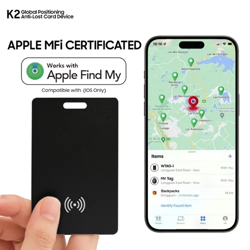 Cartera Tarjeta antipérdida Seguimiento GPS Etiqueta de ubicación inteligente con iPhone Encuentra mi tarjeta ultrafina Dispositivo Bluetooth Carga inalámbrica IP67