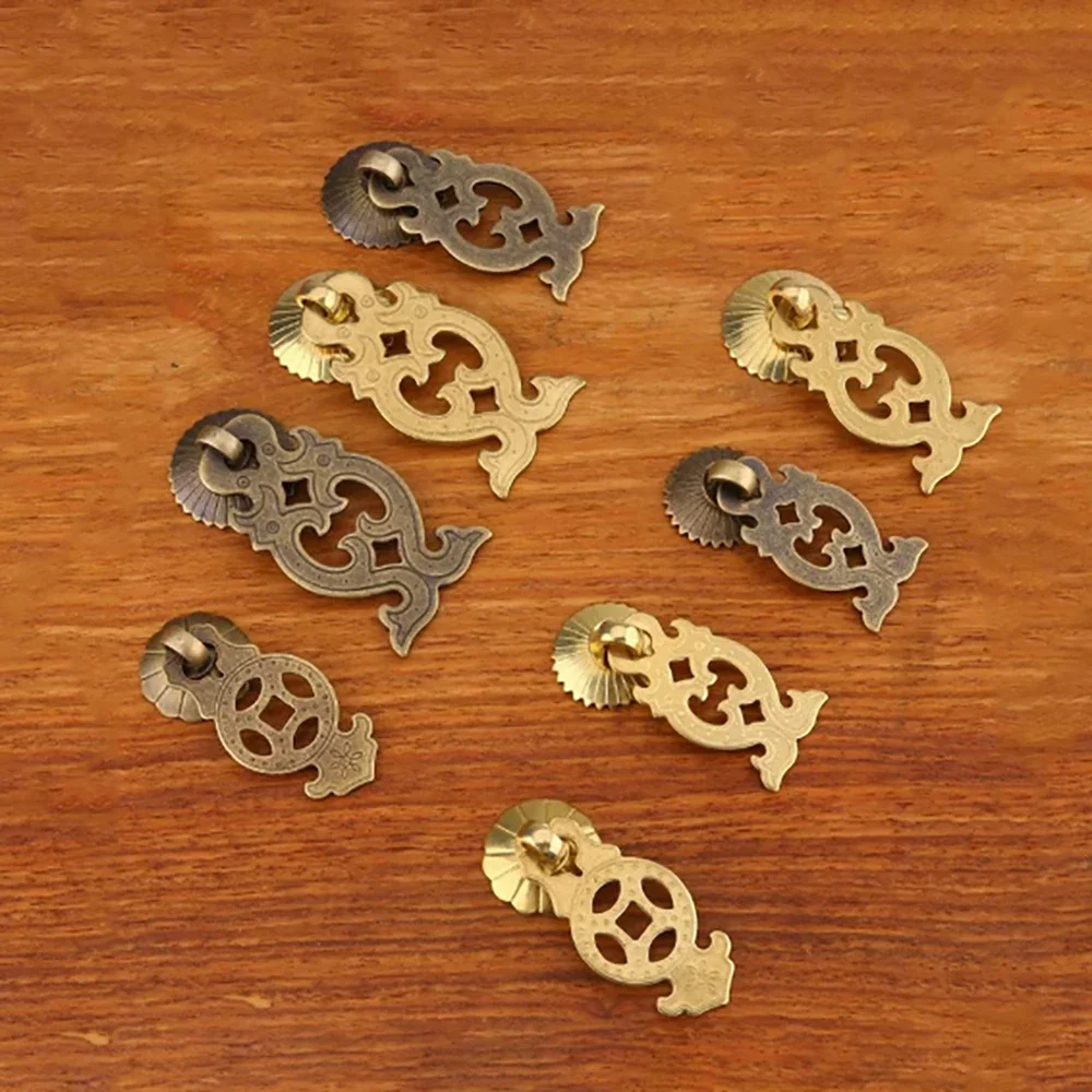 1-6Pcs Furniture Single Hole Handle Copper Accessories 2.5CM 3CM Brass Handle Antique Style Drawer Wardrobe Door Handle