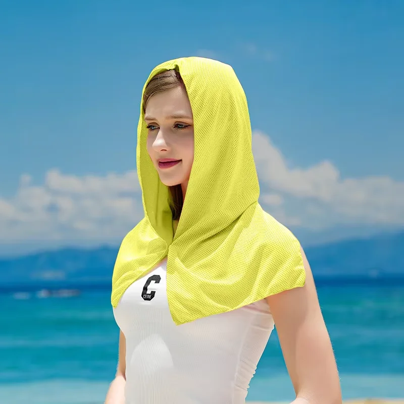Outdoor Custom Sun Protective Cape Cooling Cap for Running Riding Beach Shawl Summer Cooling Towel Breathable UV Proof Headscarf