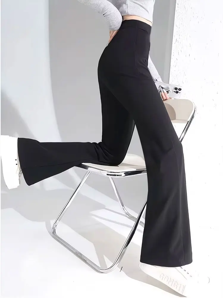 High Waist Flared Pants Solid Color Tummy Control Yoga Trouser Soft Comfortable Casual Pants Suitable For Leisure Exercise Daily
