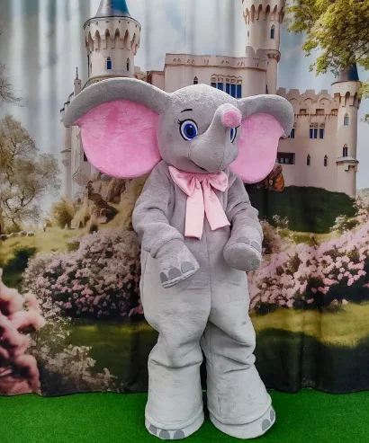 Kostium Maskotki Słonika z Pianki, Słodki, Szary, Kreskówkowy, Pluszowy, Strój Karnawałowy na Boże Narodzenie, Halloween, Występ Maskotki