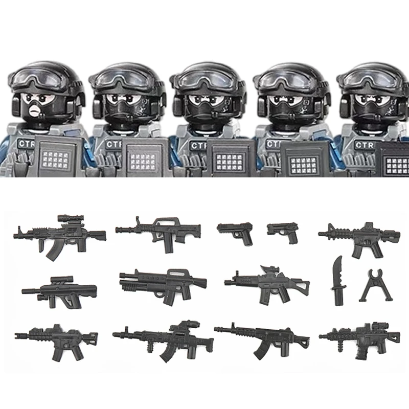 市警察中国 PTU 特殊部隊ビルディングブロック突撃兵士 CTRU フィギュアガス防衛マスク軍事兵器レンガのおもちゃ