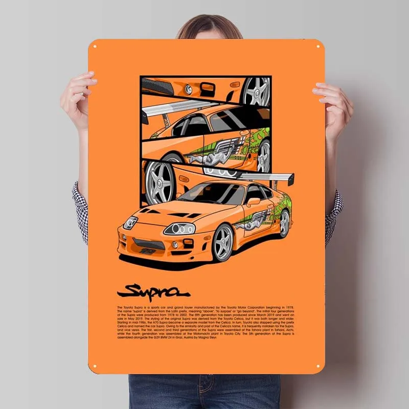 Supra MK4 Metal Sign Car Poster Vintage Home Decor Items Tinplate Sign Plaque for Garage Wall Art Decoration Art of Murals Retro