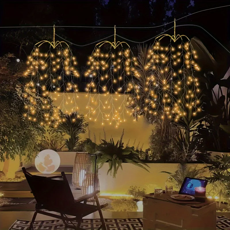 3Pc Hanging In Reverse Willow Tree LED String Light DIY Firefly Waterproof Holiday Lamp Home Decor Usb Fairy Light for Christmas