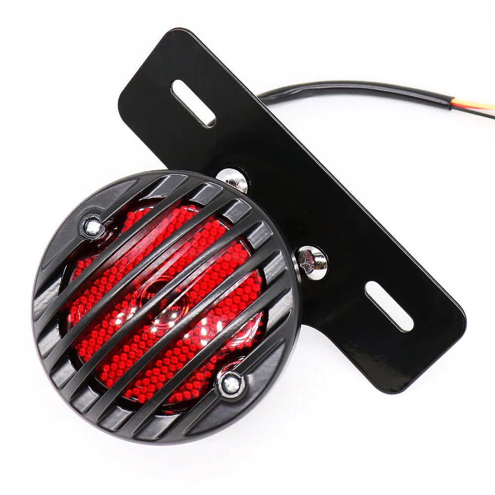 Motorcycle Rear Tail Brake Stop Light Tail Lamp with License Plate Bracket Mount for Harley Honda Suzuki Chopper Bobber