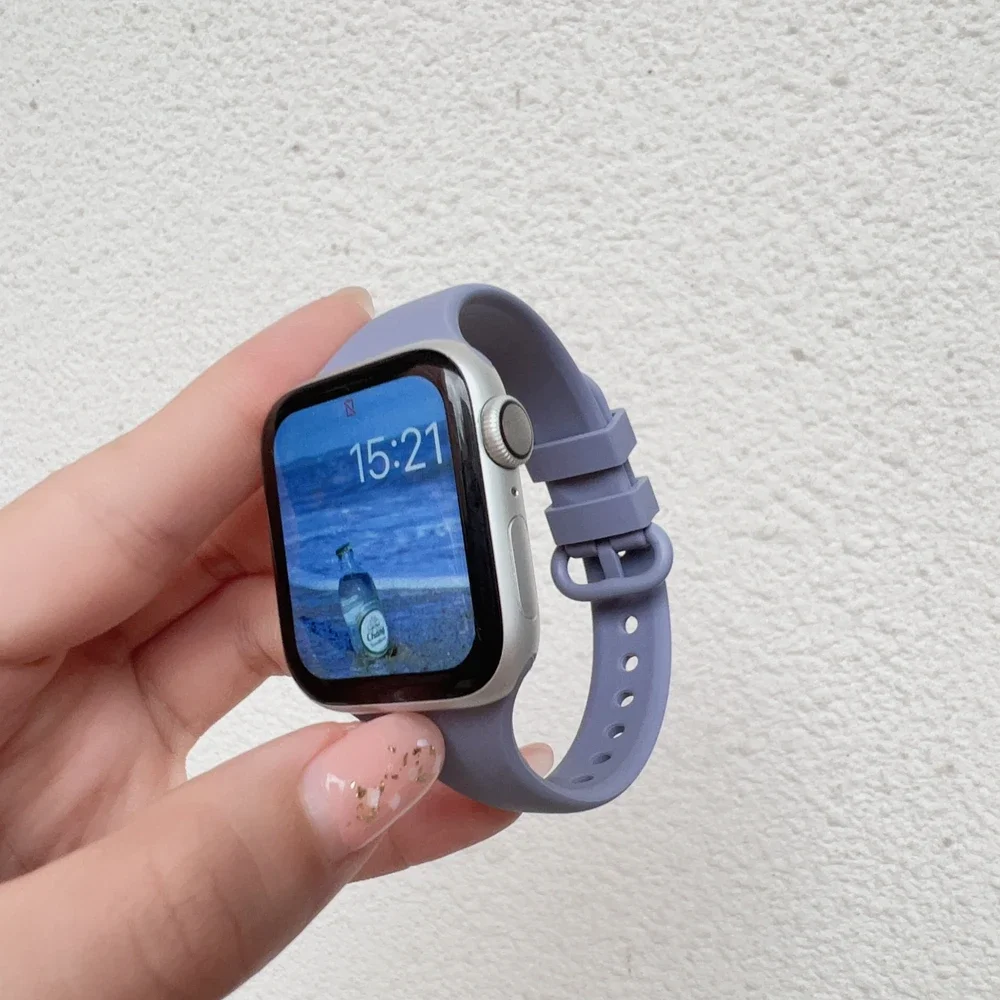 

Excellent Silicone Strap For Apple Watch band for iwatch women Series 10/9/8/7/6/5/4/3/2/ 38mm 40mm 41mm 42 44mm 45mm 46mm 49mm