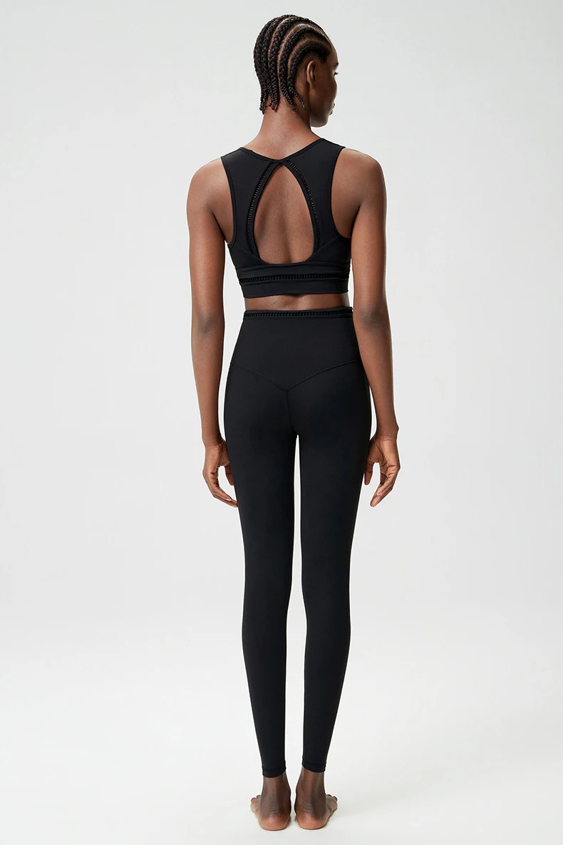 Zweiteiliges Fitness-Yoga-Set für Damen, weich, schmal geschnitten, dehnbar, atmungsaktiv, schnell trocknend, Sportbekleidung für Damen, Trainingskleidung – Detail 22