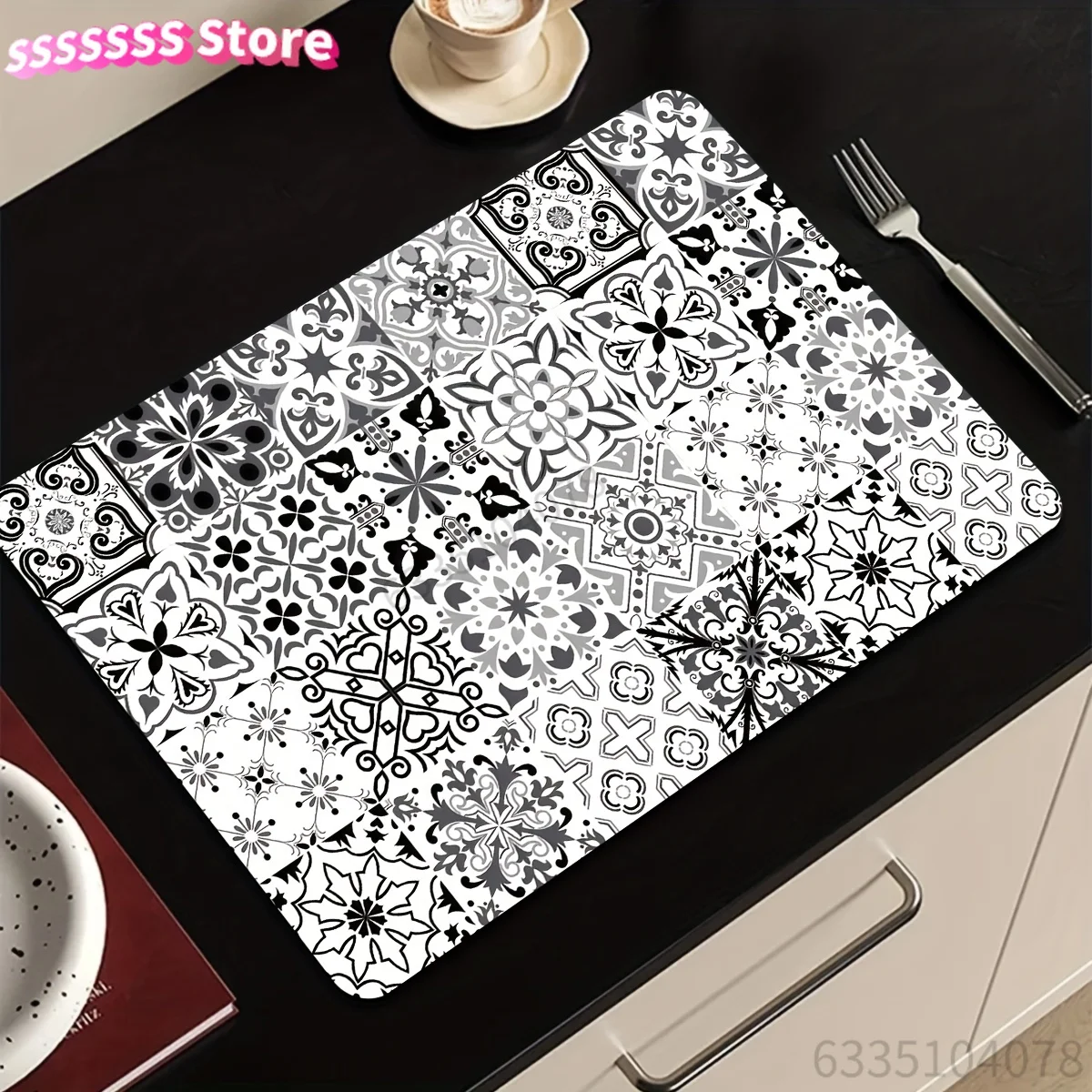 Coffee Machine Absorbent Pad/Checkered Design/Quick-Drying/Heat-Resistant/Ideal for Kitchen Countertops, Coffee Bars, Restauran