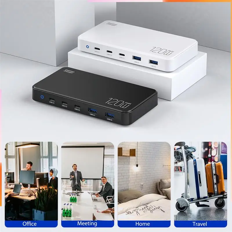

A92Z 120 Вт USB Type C Зарядное устройство 6 портов Настольная зарядная станция для Iphone 14 Pro Max PD 100 Вт Быстрое зарядное устройство для ноутбука Прочный США P