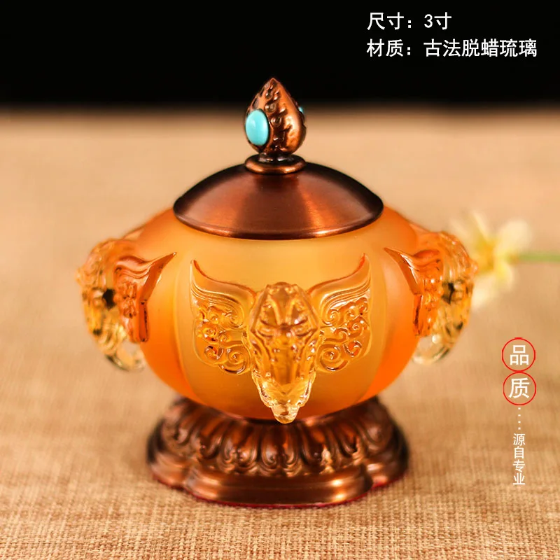 Glass Buddhist Shrine Offering Guanyin God of Wealth Buddha Front Holy Water Purification Cup Buddhis