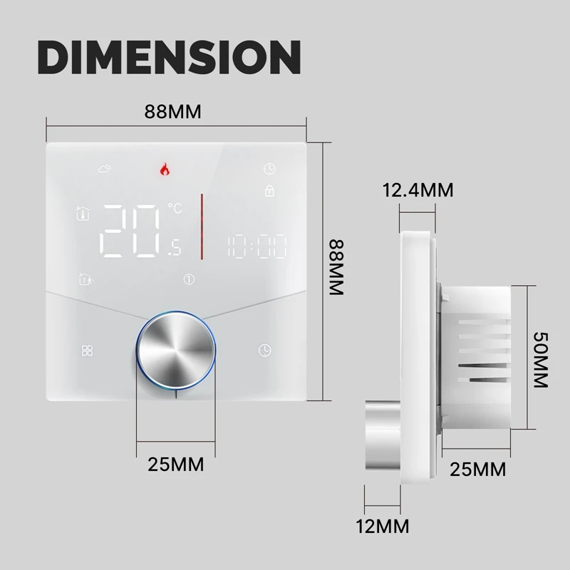 Детали термостата водяного отопления Wi-Fi Tuya Smart APP Control для Alexa Google Voice-черный