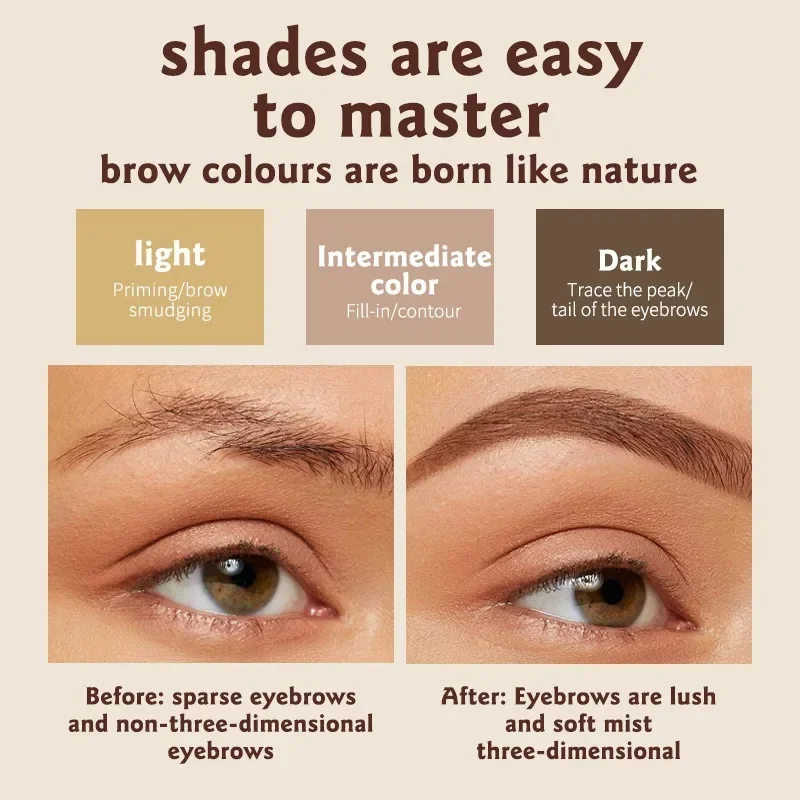 3 で 1 三次元眉毛パウダー防水長期持続 3D 眉毛染色眉毛クリームエンハンサー化粧品女性メイク