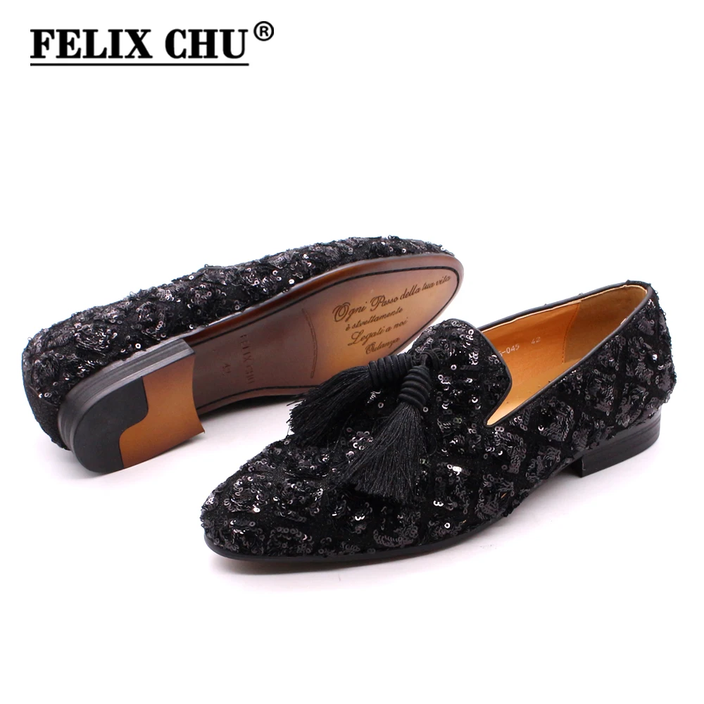 Mens Tassel Loafers Sequin Casual Shoes British Style Gentleman Wedding Dress Shoes Breathable Party Dinner Formal Shoes for Men