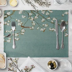 Flower Individuales Placemat For Dining Table Coaster Plum Blossom Home Decoration Accessories Modern Mat Pad
