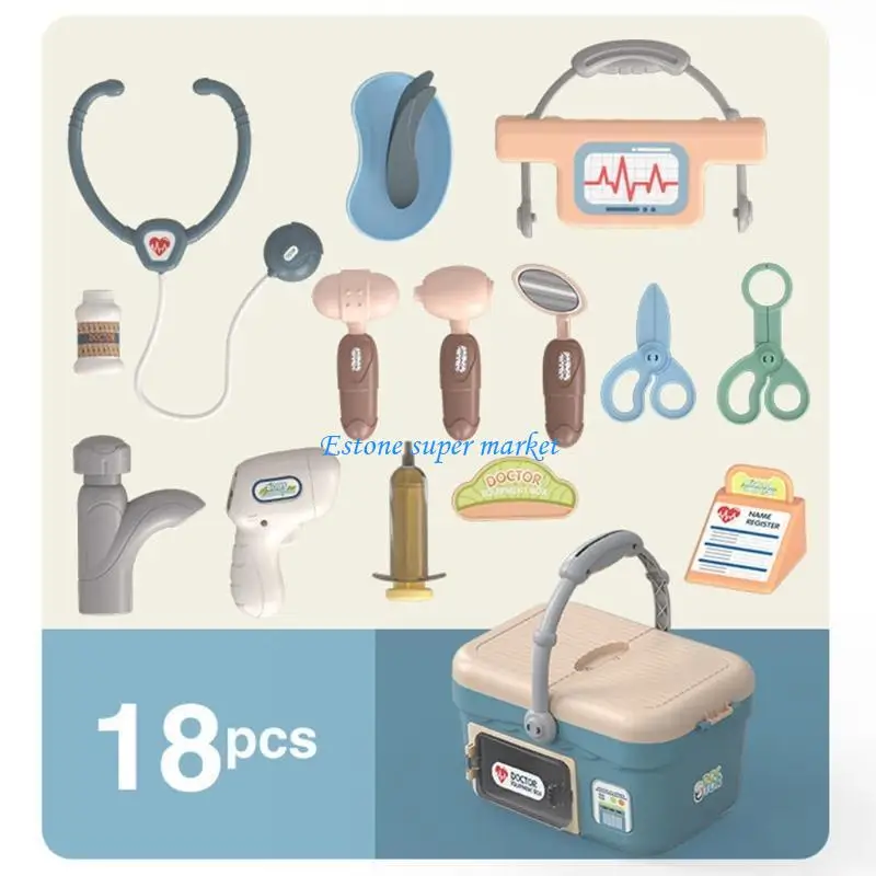 090B Doctor for Kids Toddler Pretend Dentist Medicals with Electronic Stethoscope Educational Doctor Toy