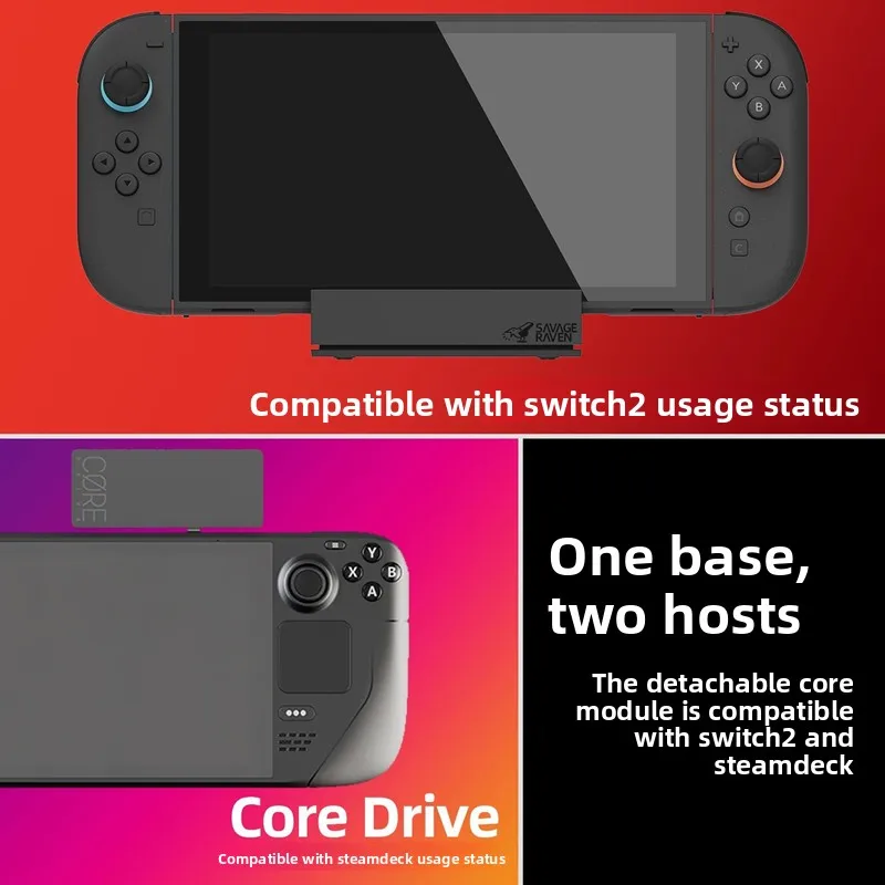 Savage Raven od Skull & Co. Stacja Dokująca Jumpgate do Konsoli Nintendo Switch 2, Przenośna Podstawka, Hub USB C, Stacja Dokująca do Switch OLED — zdjęcie produktu 2