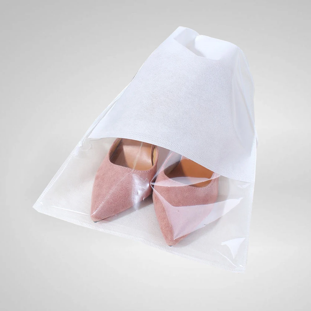 

10 Pcs Slipper Bag Package Bags Blank Drawstring Sports Shoes White Non-woven Slippers