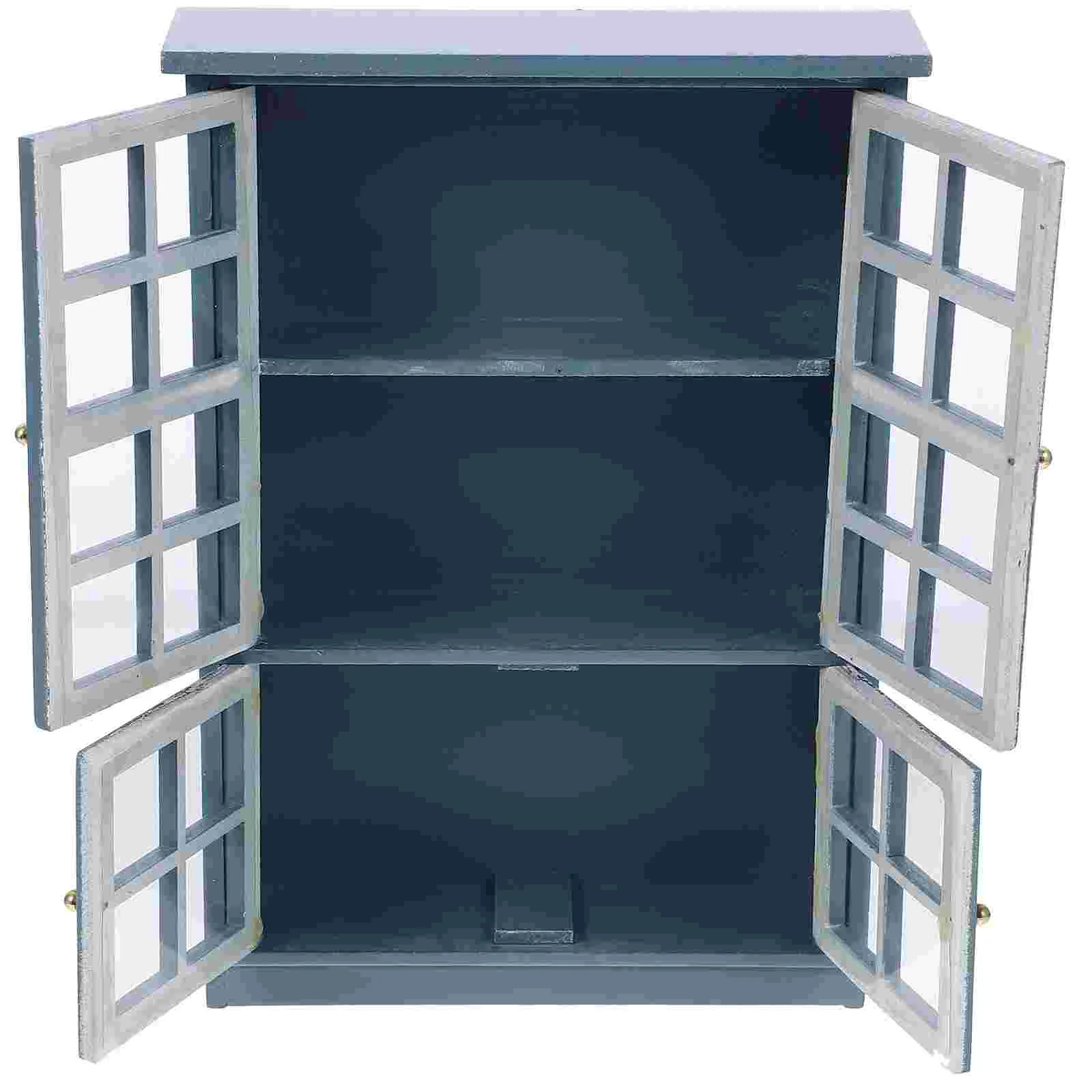 Dollhouse Mini Cabinet Furniture Kitchen Model Modern Storage (Four Door Cabinet) Miniature