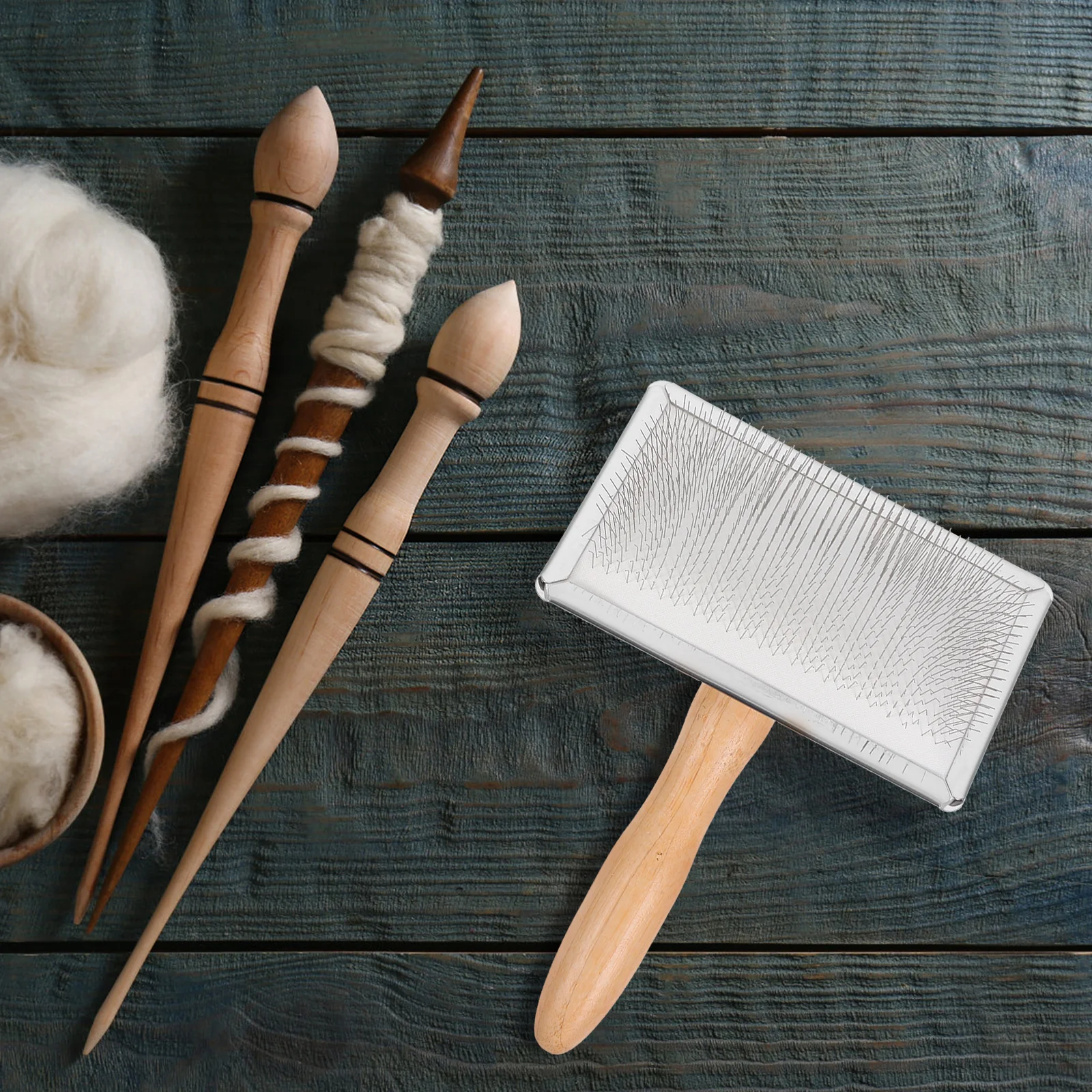 

Wool Carders Needle Felting Wooden Brush Hand Held Grooming Tool For Craft Spinning Weaving Projects Durable Wood Metal