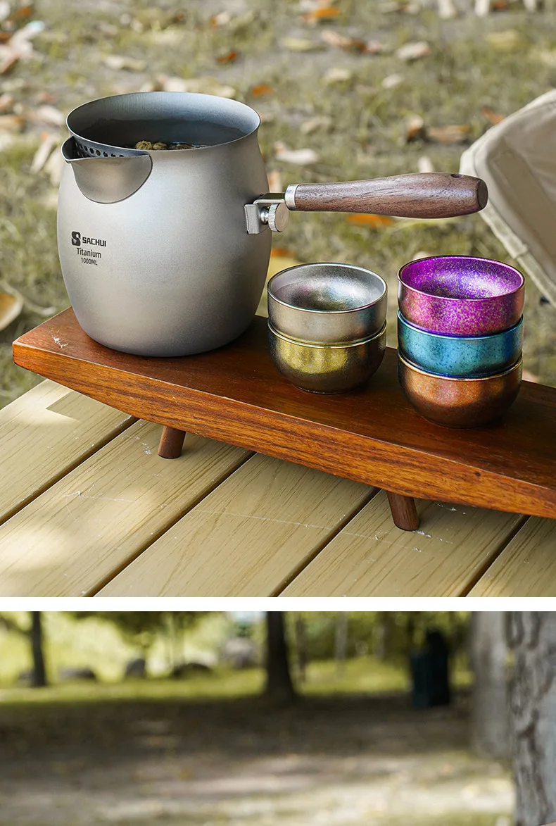 Reiner Titan-Teekessel mit Teesieb, Multifunktionskessel für Outdoor-Camping, Weinwärmer, Milchtee-Topf mit Abnehmbarem Griff – Detail 12