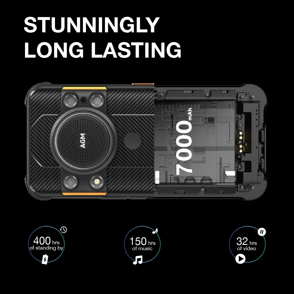 AGM-H5 Smartphone Rugged, Android 12, Telefone de Visão Noturna, Alto-falante, NFC, Versão Russa, IP68, IP69K, 6.5 ", 8GB, 128GB, 3.5W