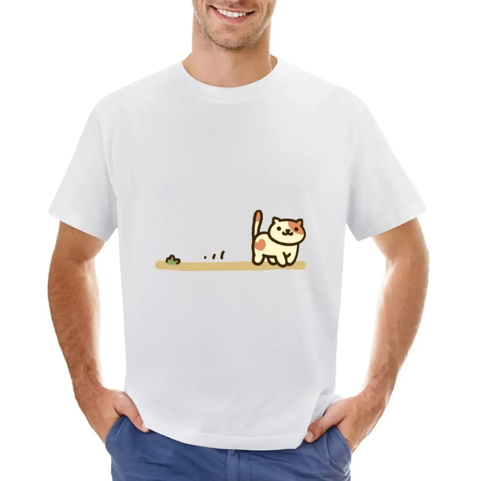 Neko atsume cat, peaches T-Shirt Blouse kawaii clothes Short sleeve tee quick-drying Men's t-shirt