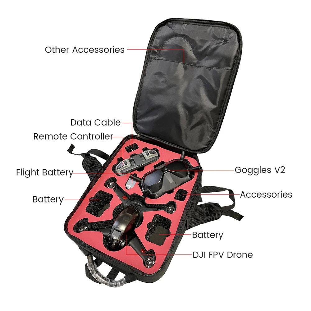 Backpack For DJI FPV Combo Large Capacity Storage Bag Waterproof Shockproof Storage Backpack Bag for Goggles V2 Drone Accessory