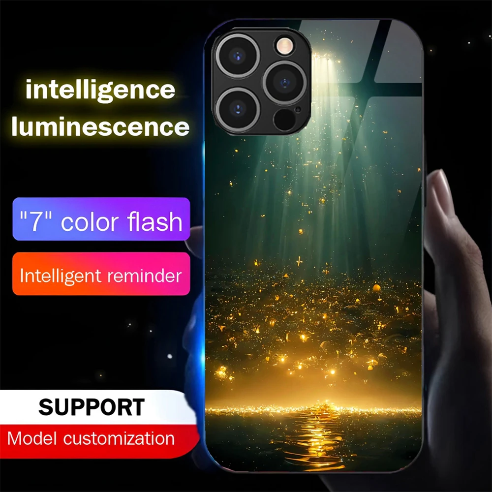 

Dream Beach Luminous Phone Case For Samsung S25 S24 S23 S22 S21 S20 FE Note 10 20 Plus Ultra LED Light Glass Shockproof Cover