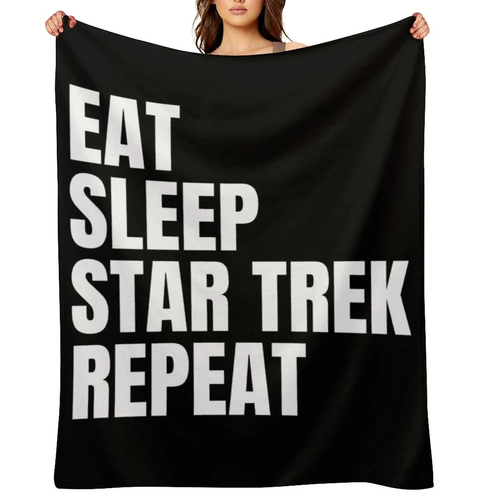 

Eat Sleep Star Trek Repeat Throw Blanket Soft Plush Plaid Furry Beach Decoratives Blankets