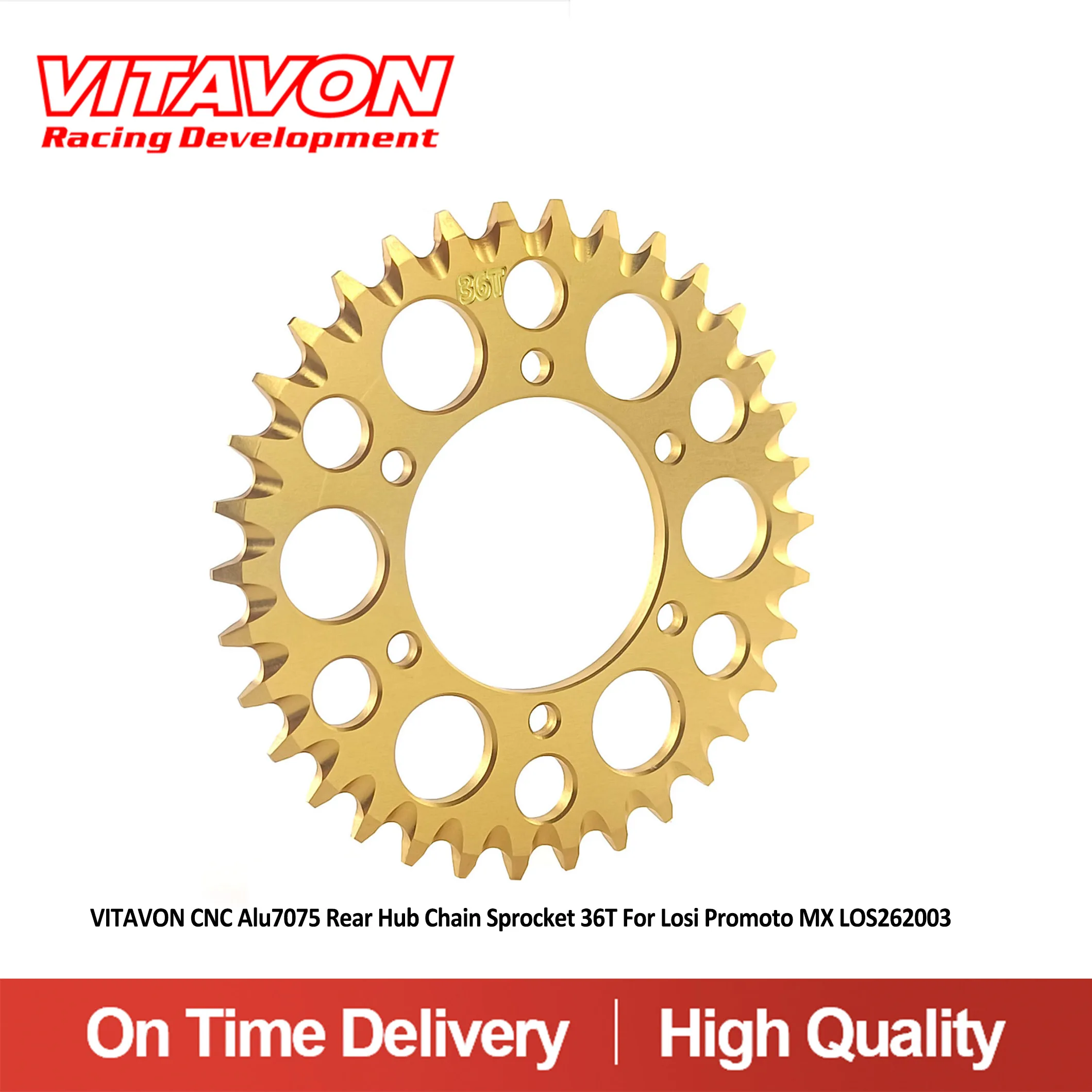 VITAVON CNC Alu7075 リアハブチェーンスプロケット 28T、30T、34T、35T、36T ロシプロモト MX LOS262003用