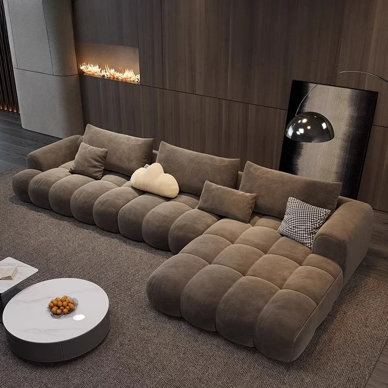 Lazy Puff Fabric Modern Living Room Cream Wind Technology Cloth Corner Luxury Sofa Remarks Left And Right Cloud Couch Sectional