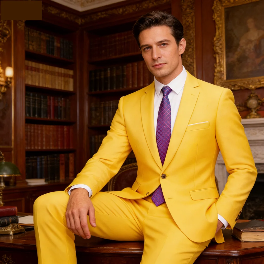 

Men's Smart Casual 2-Piece Wedding Tuxedo Slim Fit Notch Lapel Blazer And Pants Set for Party And Dance Events