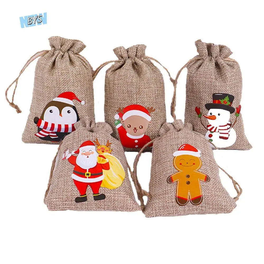 

Мешочек с изображением Клауса на шнурке, украшение для вечеринки, свадьбы, упаковочные пакеты, мешочки для конфет, рождественские украшения, сумки для хранения, рождественские украшения