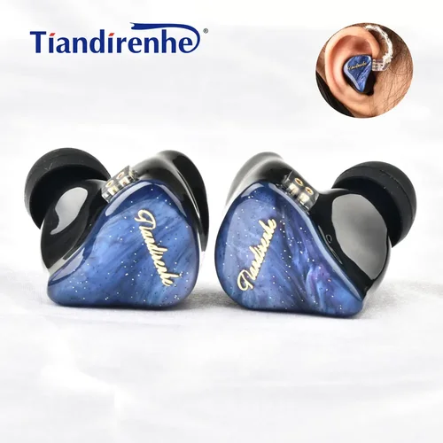 Imagen 1 del producto Nuevo Tiandirenhe TD19 berilio diafragma resina cielo estrellado azul HIFI Bass auricular 0,78mm en la oreja bobina de acción única auriculares de música