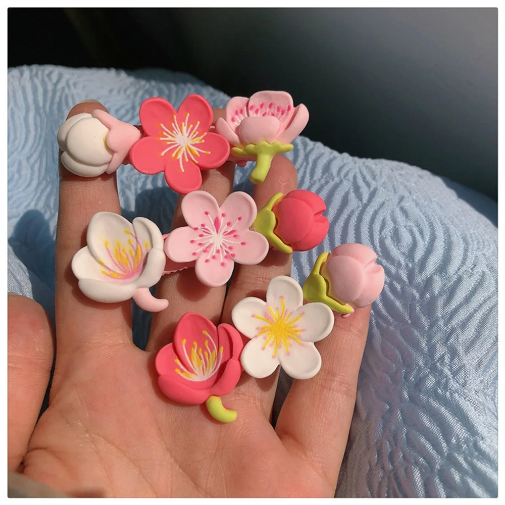 2023 Pink Sakura Peach Blossom Hairpins Headwear for Women Girls Korea Sweet Flower Hair Clip Hair Accessories