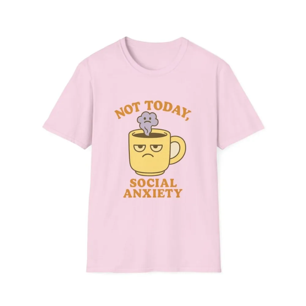 Not Today Ansia sociale T-shirt Divertente Introvert Pastello T-shirt unisex Unhappy Mug Caffè Grafica stampata Tshirt Roupas Feminina