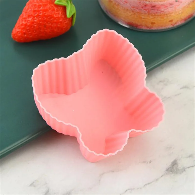 2PCS Reusable Butterfly Silicone Cake Cup Mold Muffin Cup Cupcake Liners Colorful Silicone Pastry Muffin Molds DIY Baking Tool