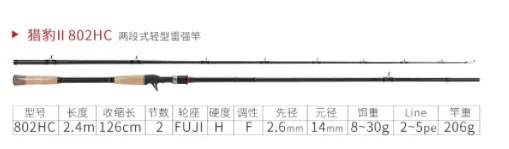 2 Generation 2.4M Snakehead Fishing Casting Rod With Fuji Components Snakehead Fishing Rod