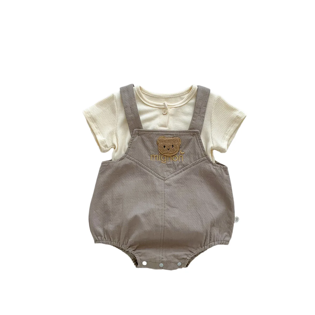 

New summer baby bear jersey overalls set solid color short-sleeved T-shirt boys and girls clothes