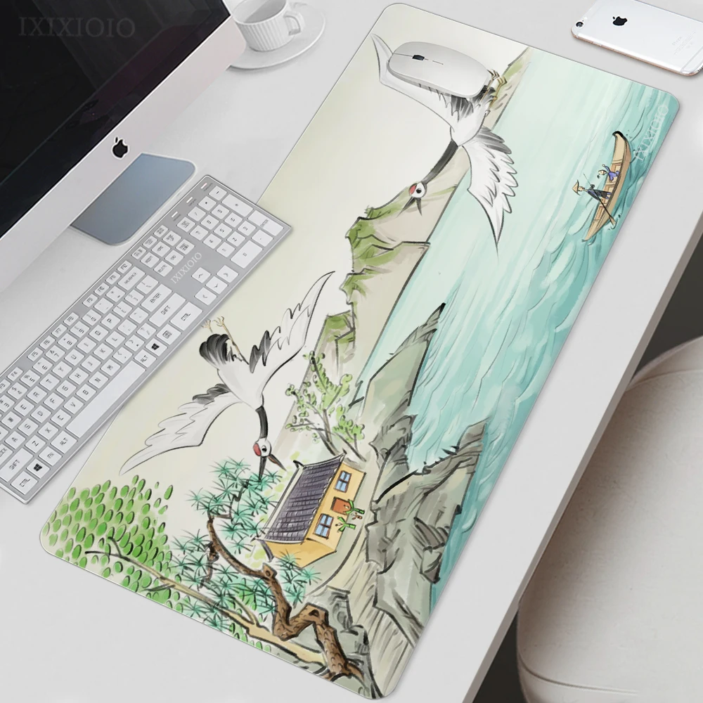 Mouse Pad Gaming Chinese Ancient Painting XL HD Large Computer Mousepad XXL Soft Office Natural Rubber PC