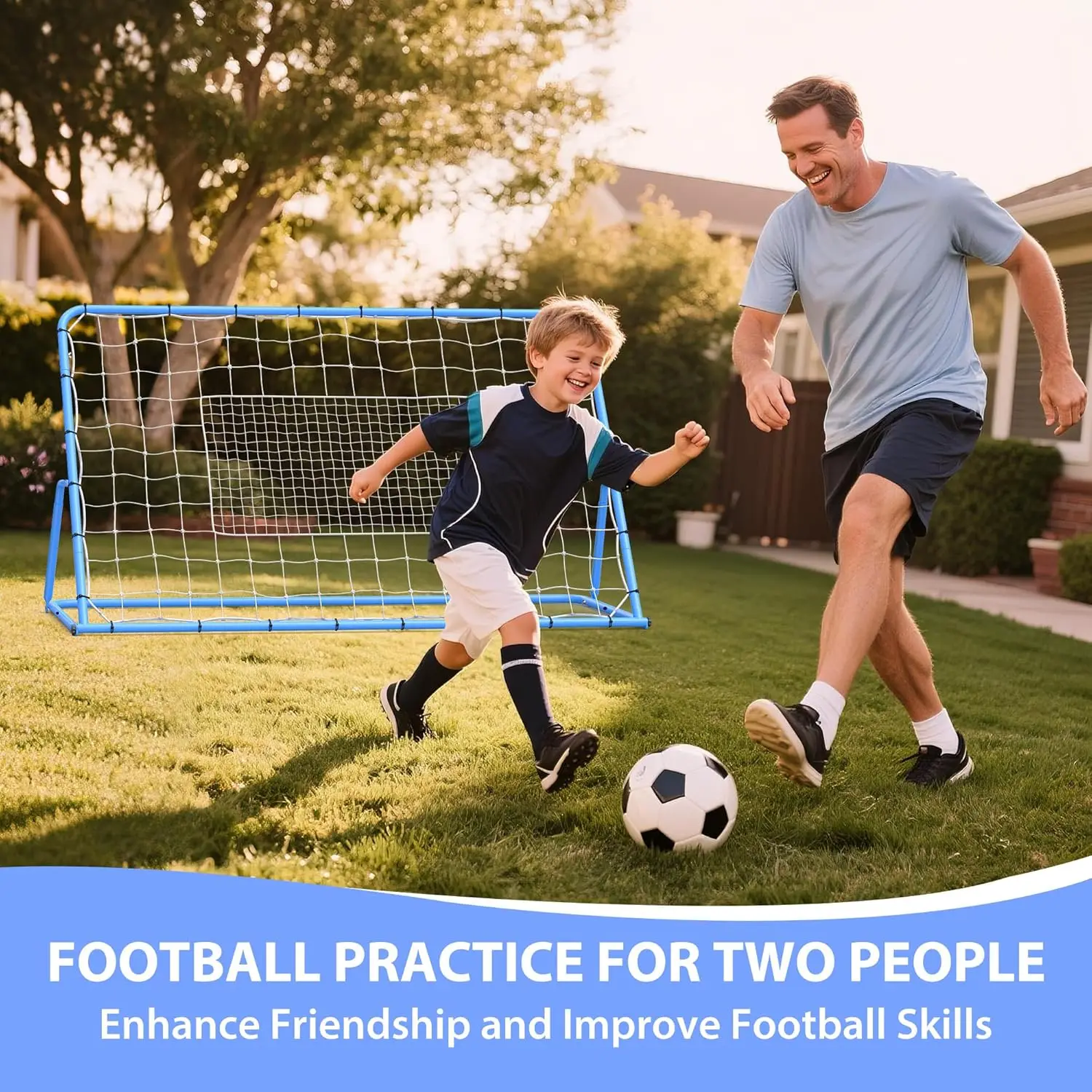 شبكة ريبوندر لكرة القدم - معدات تدريب وتدريبات كرة القدم بزاوية قابلة للتعديل، لوحة ارتداد لتدريب الكرة، شبكة كرة قدم قابلة للطي