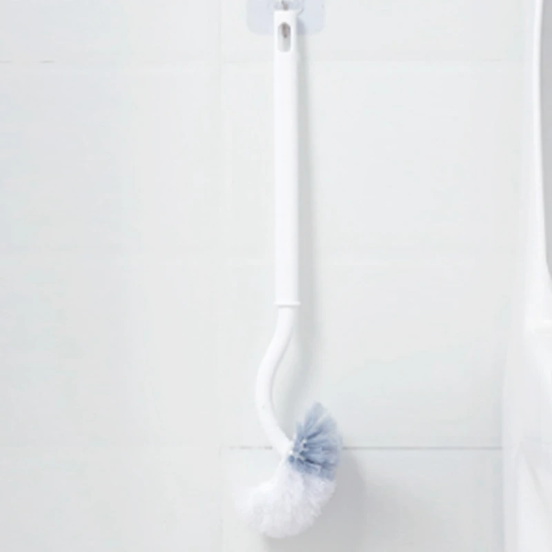 Toilet Brush with Soft Bristle Toilet Brush Wall Mounted Cleaning Brush WC Brush Deep Cleaning Compact Handle