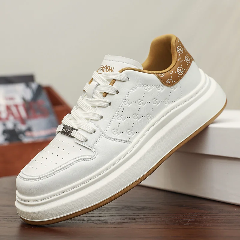 

2025 Men's Spring/Autumn Viral Chunky Sneakers - Hong Kong Style Trendy Casual Shoes, Height-Boosting for Students & Skaters